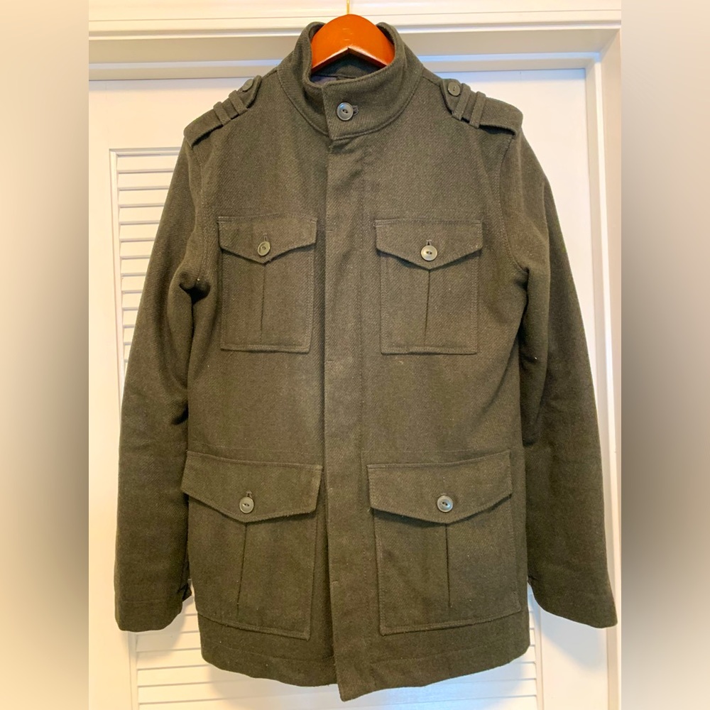 Hunter Green Military-Style Peacoat